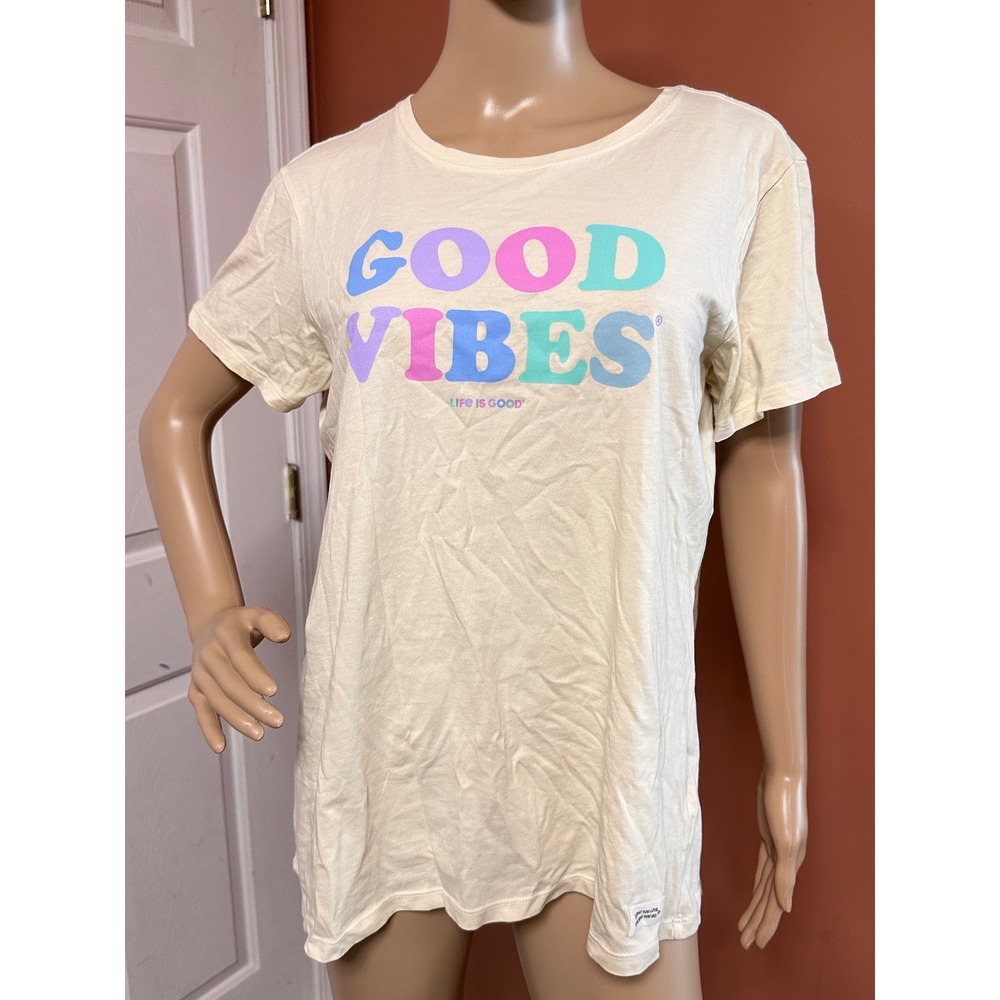 Life is Good Crusher-Lite Good Vibes T-Shirt Womens Large Short Sleeve